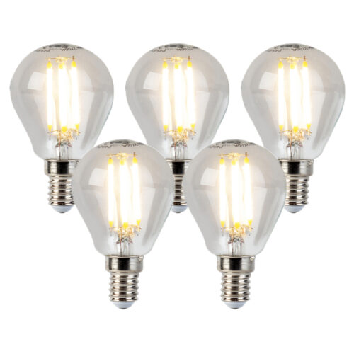 5 db E14-es szabályozható LED gömbizzó készlet P45 5W 470lm 2700K