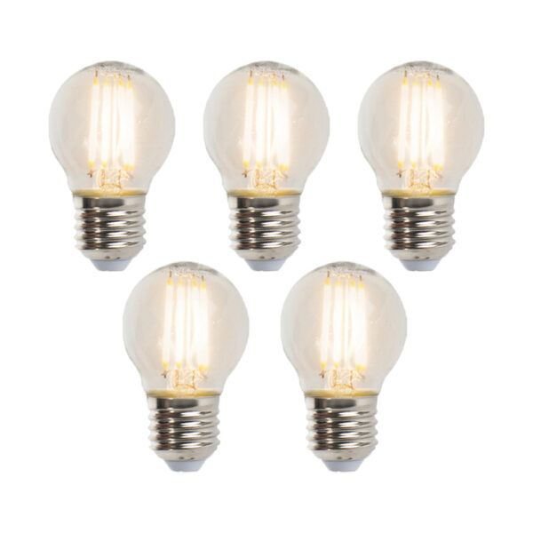5 db E27-es fényerőszabályozható LED gömbizzó készlet 5W 470lm 2700K