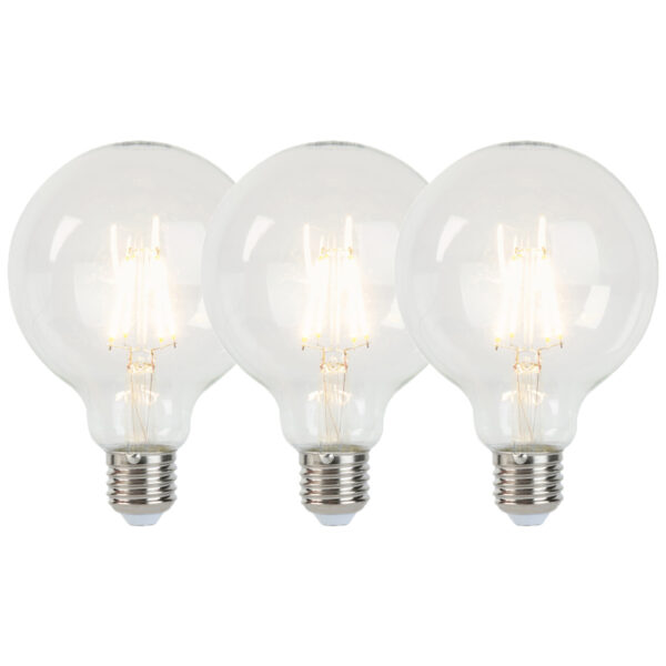 3 db E27-es szabályozható LED izzó G95 5W 470lm 2700K készlet