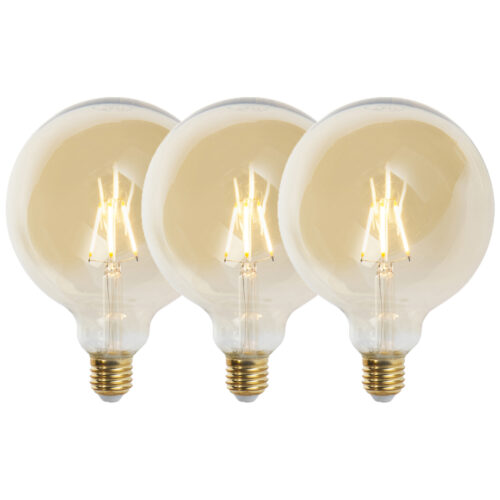 3 db E27-es szabályozható LED izzó G125 arany 5W 450lm 2200K készlet