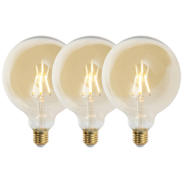 3 db E27-es szabályozható LED izzó G125 arany 5W 450lm 2200K készlet