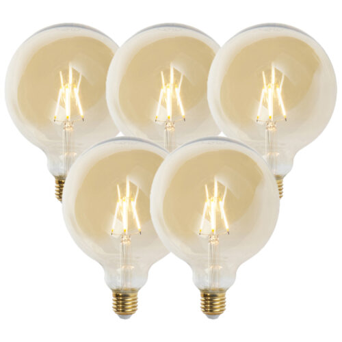 5 db-os készlet E27-es szabályozható LED izzók G125 arany 5W 450lm 2200K