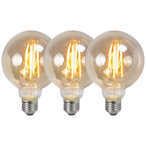 3 db-os készlet E27 szabályozható LED izzó G95 füstös 5W 380lm 2200K