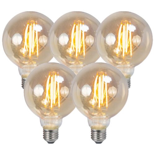 5 db-os készlet E27 szabályozható LED izzószál füstös izzó 5W 450lm 2200K
