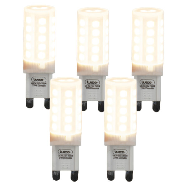 5 db G9 szabályozható LED izzó készlet 3W 280lm 2700K