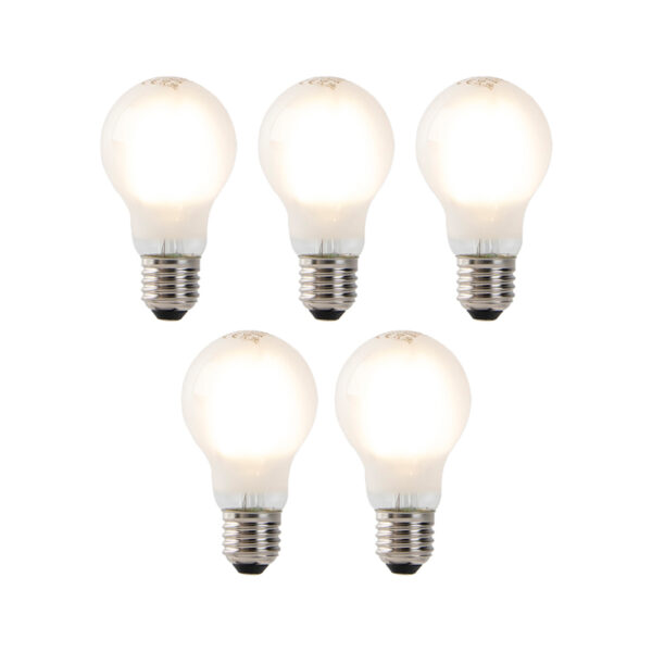 5 db-os készlet E27 LED izzószálas izzó A60 fagyasztott üveg 4W 450lm 2700K