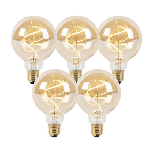 5 db-os készlet E27 szabályozható LED spirális izzó G95 arany 4W 270lm 2100K