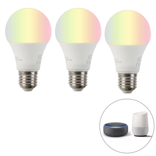 Okos készlet 3 db E27 RGBW LED izzó A60 9W 800lm 2200-4000K