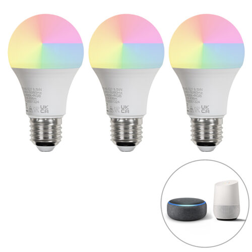 3 db-os készlet okos E27 LED izzó A60 matt RGBW 8