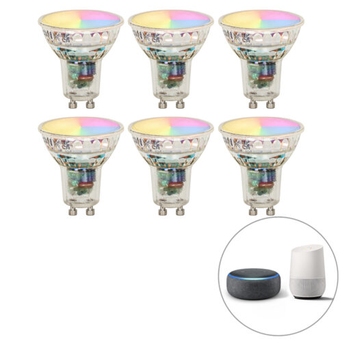 6 db-os készlet okos GU10 LED izzók RBGW 4.5W 350lm 2700K