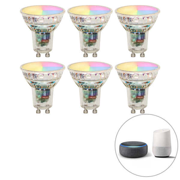 6 db-os készlet okos GU10 LED izzók RBGW 4.5W 350lm 2700K