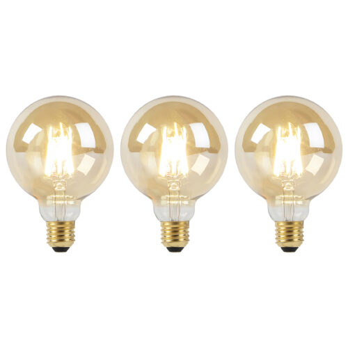 3 db E27 Dim to Warm LED izzó készlet G95 arany 8W 806lm 2000-2700K