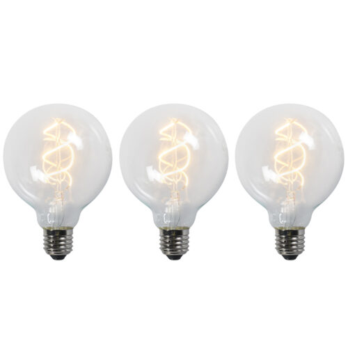 3 db E27 LED csavart izzószál izzó készlet G95 átlátszó 5W 400lm 2200K