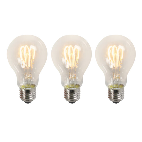 3 db-os készlet E27 LED csavart izzószálú izzók A60 átlátszó 3W 210lm 2200K