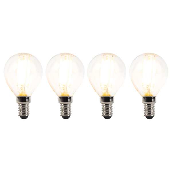 4 db E14-es szabályozható LED izzó készlet P45 átlátszó 3W 250lm 2700K