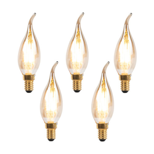 5 db E14-es dimmelhető LED filament gyertyalámpa szett 240V 3W 250lm