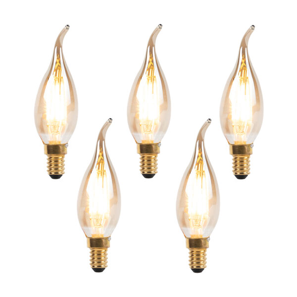 5 db E14-es dimmelhető LED filament gyertyalámpa szett 240V 3W 250lm