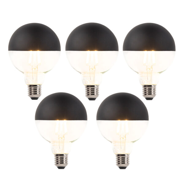 5 db E27-es dimmelhető LED izzószál izzó G95 fekete 550 lm 2700 K