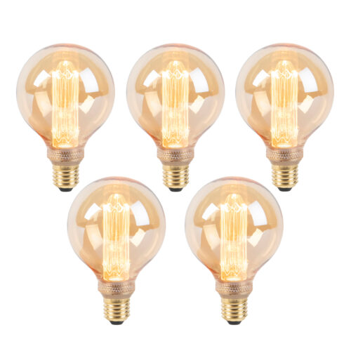 5 db G95 E27 LED izzó szett 5W 1800K borostyán 3 fokozatú dimmelhető