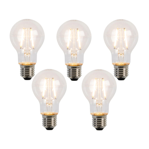 5 db E27 LED izzószál izzó A60 2W 210lm 2200K szett
