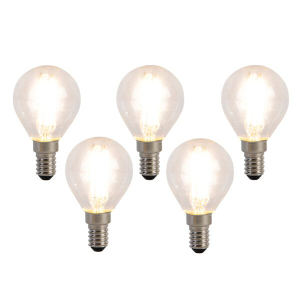 5 darabos E14 LED Filament izzókészlet P45 4W 470 lm 2700K