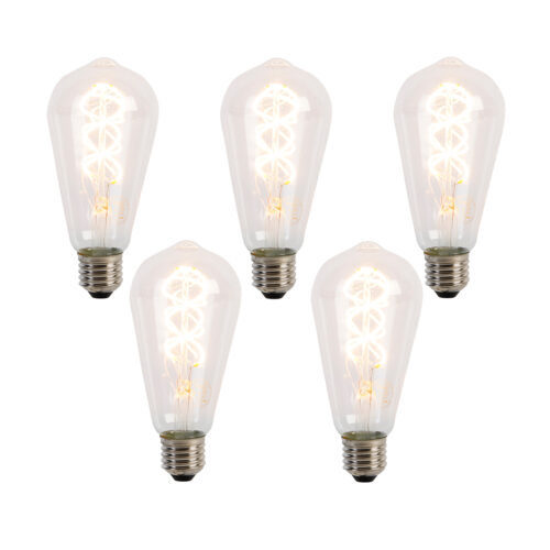 5 darabos E27 LED spirál filament izzókészlet ST64 5W 400 lm 2200K