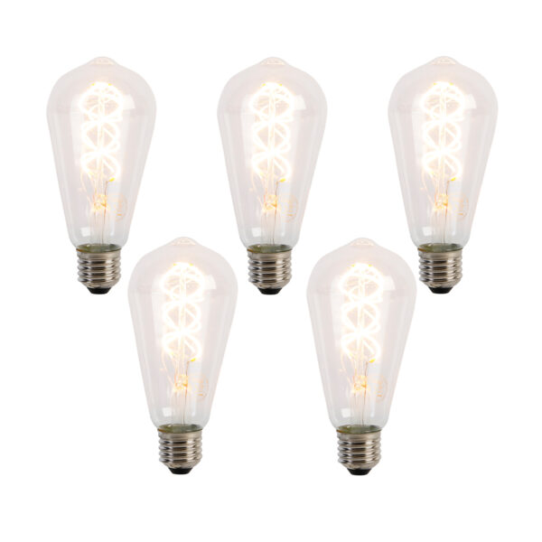 5 darabos E27 LED spirál filament izzókészlet ST64 5W 400 lm 2200K