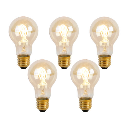 5 db E27 LED spirál izzószál izzó A60 Goldline 2W 150lm 2200K szett