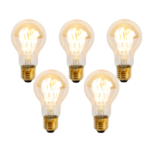 5 darabos E27 dimmelhető LED spirál izzókészlet A60 Goldline 4W 270 lm 2200K