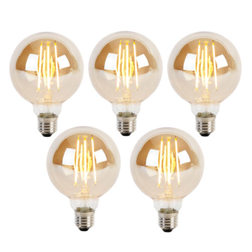 5 db E27 3 fokozatú dimmelhető LED izzó G95 arany üveg 5W 380lm 2200K