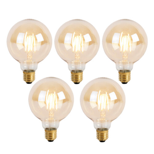 5 db E27 3 fokozatú dimmelhető LED izzó G95 Goldline 5W 530lm 2200K szett