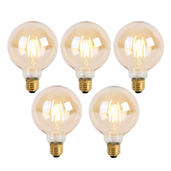 5 db E27 3 fokozatú dimmelhető LED izzó G95 Goldline 5W 530lm 2200K szett
