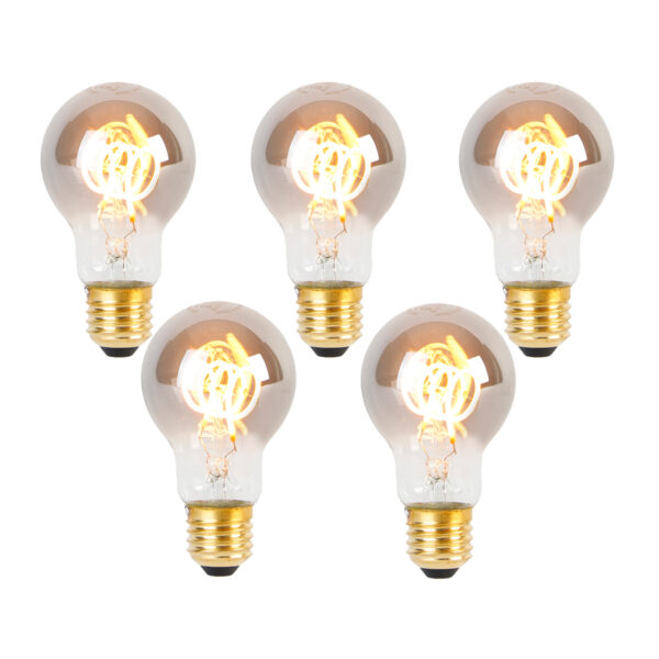 5 darabos E27 LED spirál izzó készlet A60 füst 4W 120 lm 1800K