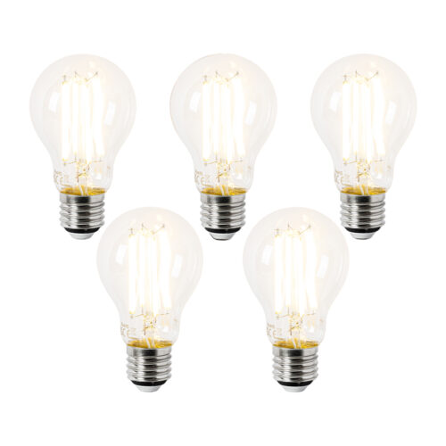 5 db E27 LED izzó szett A60 átlátszó 3