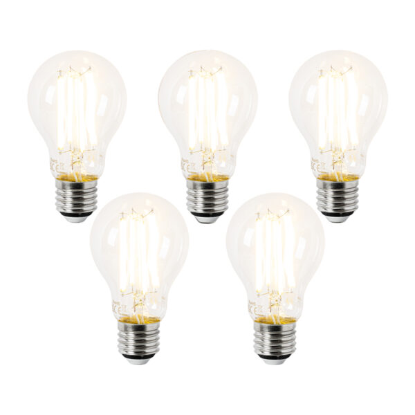 5 db E27 LED izzó szett A60 átlátszó 3