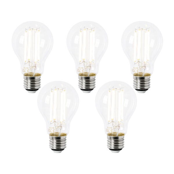 5 db E27 LED izzó szett A60 átlátszó 2