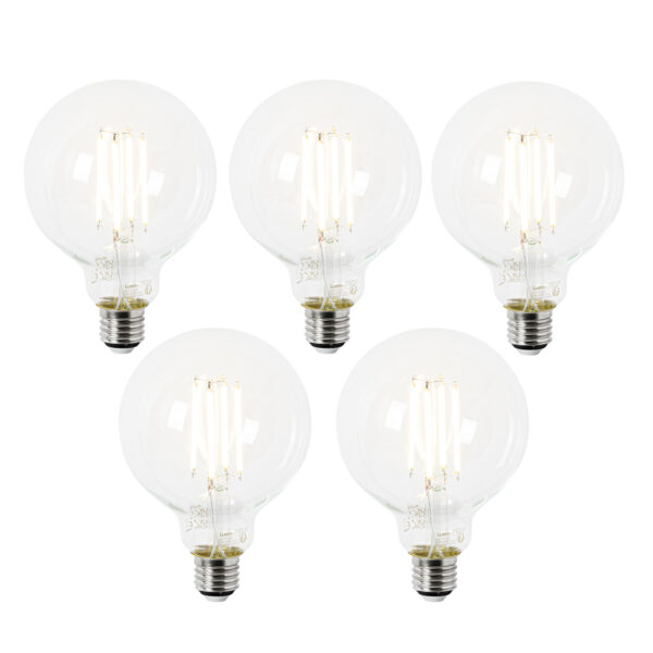 5 db E27 LED izzó szett G95 átlátszó 2