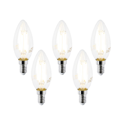 5 db E14 LED izzó szett B35 átlátszó 2
