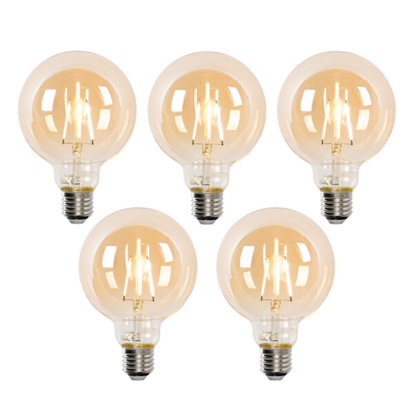 5 db-os készlet okos E27 LED izzó G95 arany 4