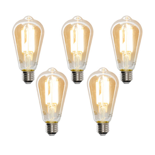 5 db Smart E27 szabályozható Kelvin LED lámpában ST64 goldline 7W 700 lm 1800-4000K