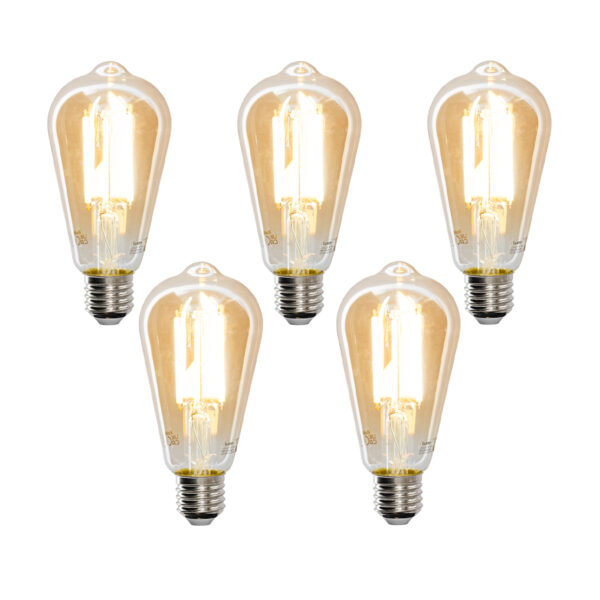 5 db Smart E27 szabályozható Kelvin LED lámpában ST64 goldline 7W 700 lm 1800-4000K
