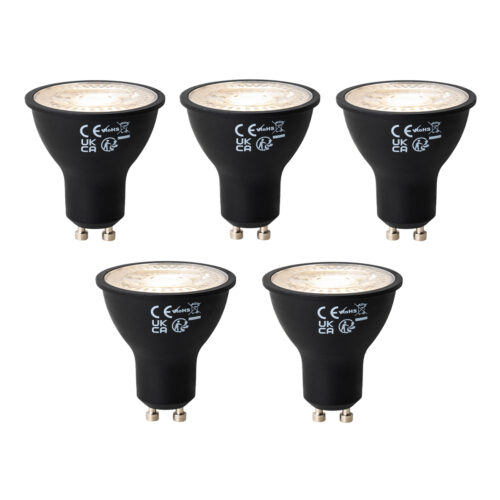 5 darabos GU10 dimmelhető LED izzókészlet fekete 6W 450 lm 3000K