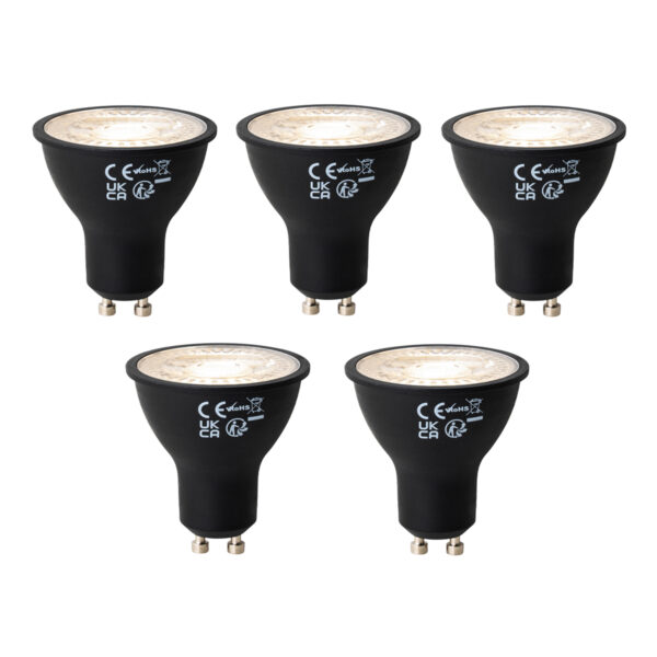 5 darabos GU10 dimmelhető LED izzókészlet fekete 6W 450 lm 3000K