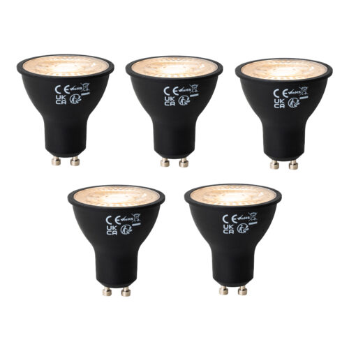 5 darabos GU10 3 lépésben dimmelhető LED izzókészlet fekete 6W 4300 lm 2000 - 6000K
