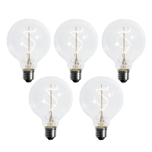 5 db E27 Dimmelhető LED spirál izzószál G95 4W 270lm 2700K