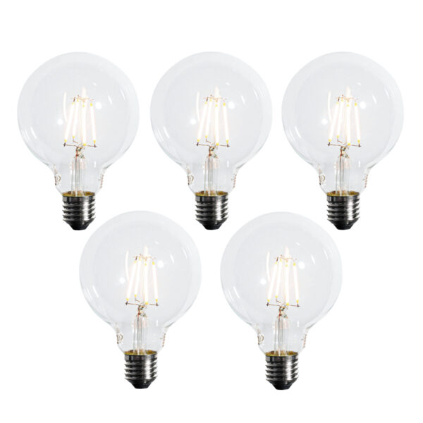 5 darabos E27 dimmelhető LED izzó készlet G95 5W 450 lm 2700K