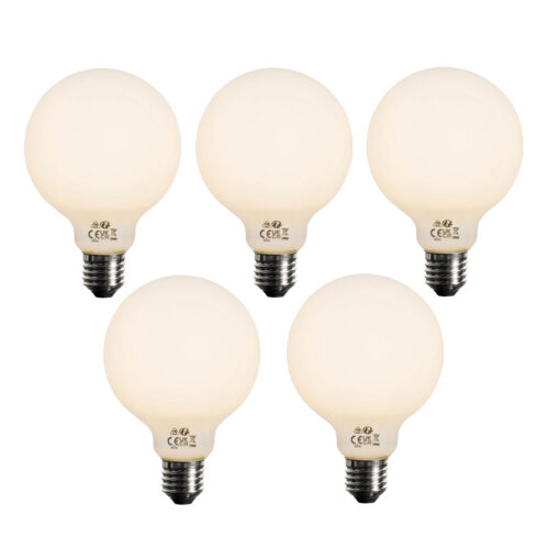 5 db E27 Dimmelhető LED izzó Opál G95 5W 450lm 2700K