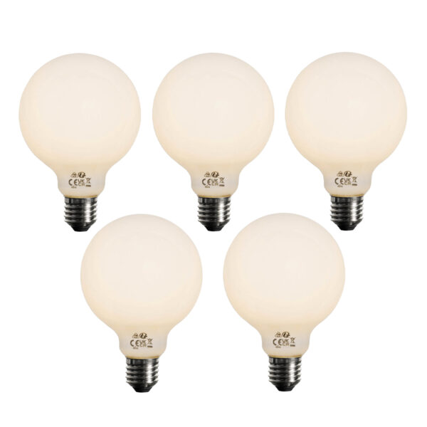 5 db E27 3-lépcsős dimmelhető LED izzó opál üveg G95 4W 450lm 2700K