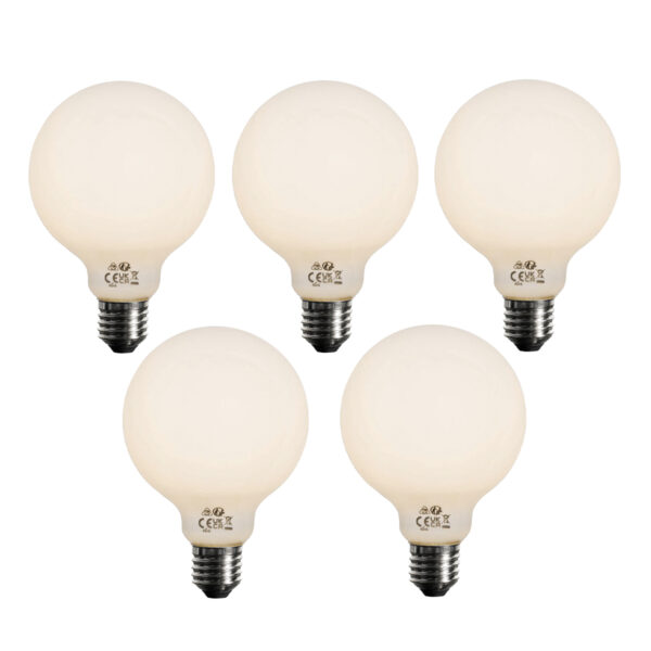 5 db E27-es dimmelhető LED izzó opál üvegből G95 5W 450lm 3000K