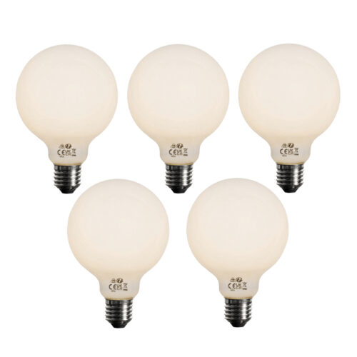 5 db E27 3-lépcsős dimmelhető LED izzó opál üveg G95 4W 450lm 3000K